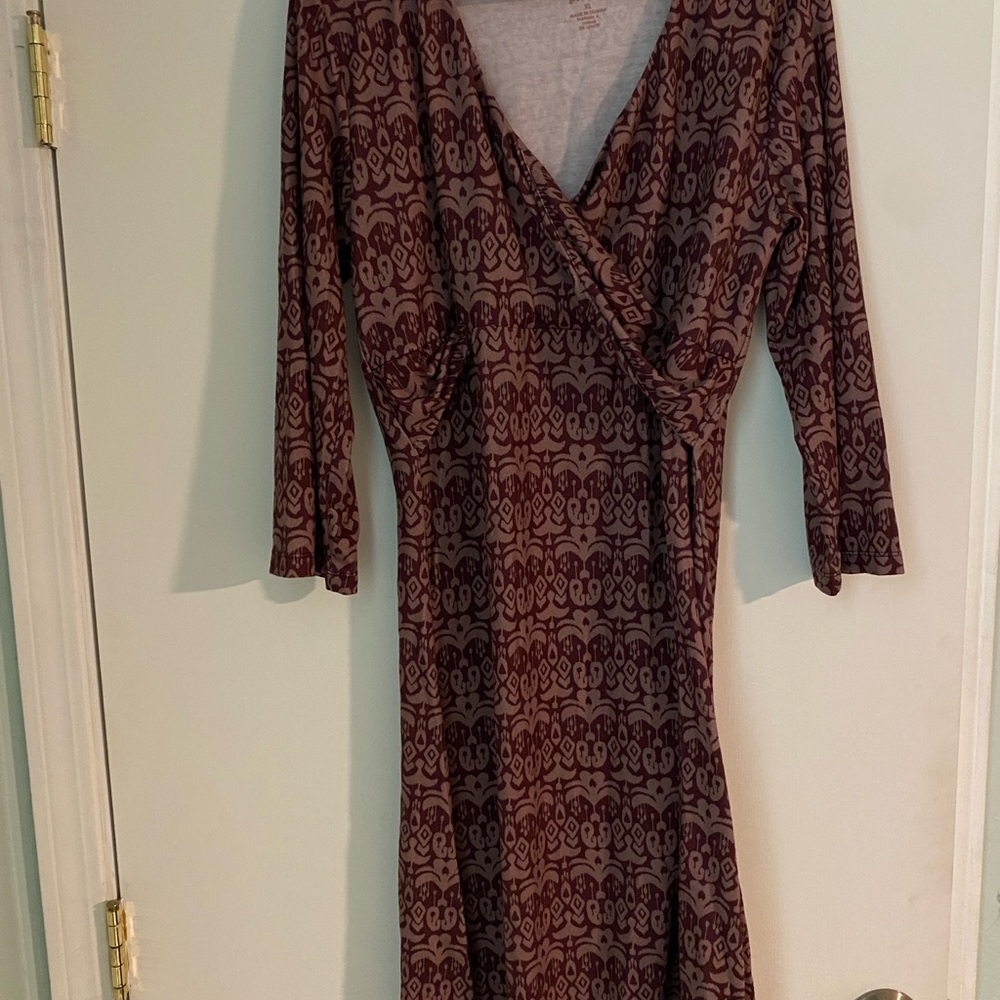 Prana Burgundy Long Sleeve Wrap Dress XL